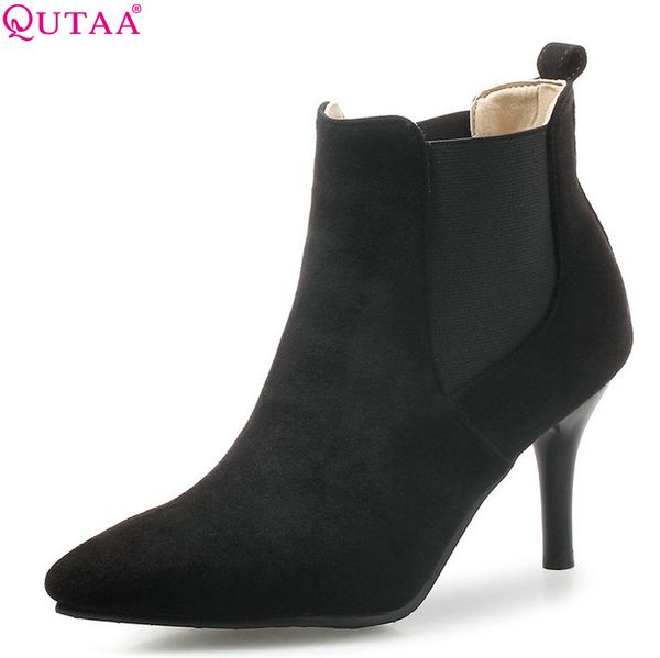 qutaa 2019 new arrive women ankle boots winter shoes platform thin high heel flock all match women shoes big size 34-43, Black
qutaa 2019 new arrive women ankle boots winter shoes platform thin high heel flock all match women shoes big size 34-43, Black