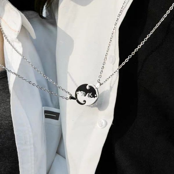 korean personalized couples jewelry necklaces black white couple necklace stainless steel animal cat pendants long necklace, Silver
korean personalized couples jewelry necklaces black white couple necklace stainless steel animal cat pendants long necklace, Silver