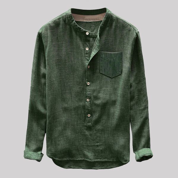 2019 autumn men's trousers shirt linen cotton button casual solid color fashion long-sleeved shirt, White;black
2019 autumn men's trousers shirt linen cotton button casual solid color fashion long-sleeved shirt, White;black