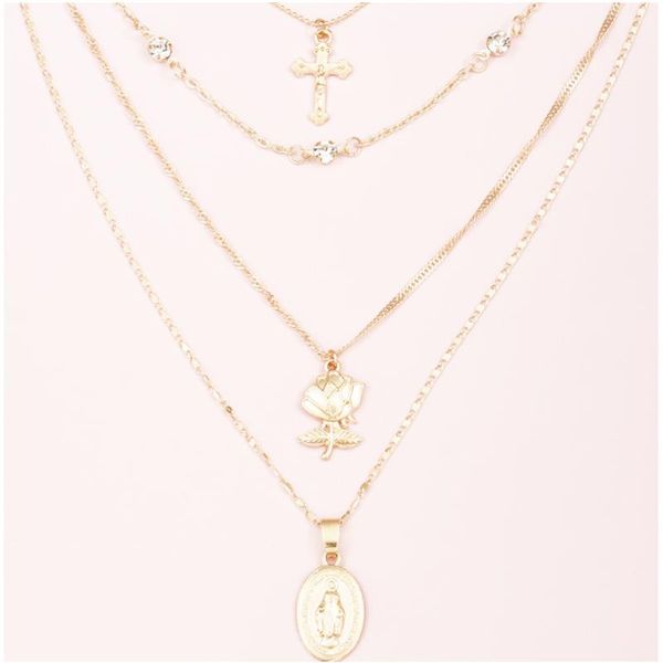 new design multi layers necklace cross rose oval-shaped virgin mary madonna pendant metal o chain gold color plated, Silver
new design multi layers necklace cross rose oval-shaped virgin mary madonna pendant metal o chain gold color plated, Silver