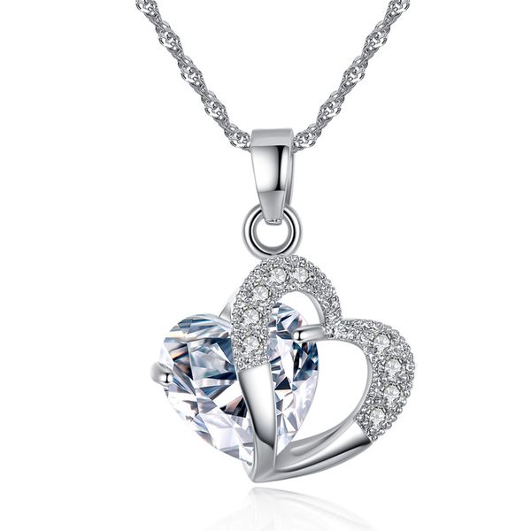 paved cz stone double heart necklace hollow 4 colors metal pendant necklaces women wedding engagement jewelry valentines gift, Silver
paved cz stone double heart necklace hollow 4 colors metal pendant necklaces women wedding engagement jewelry valentines gift, Silver