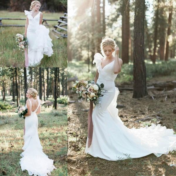 pure white mermaid wedding dresses chapel train organza ruffles v neck backless bridal gowns for garden wedding bohemian dress
pure white mermaid wedding dresses chapel train organza ruffles v neck backless bridal gowns for garden wedding bohemian dress