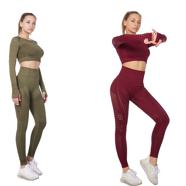 women fitness clothing yoga set long sleeve sportswear gym leggings padded push-up strappy pants 2 pcs sports suits, White;red
women fitness clothing yoga set long sleeve sportswear gym leggings padded push-up strappy pants 2 pcs sports suits, White;red