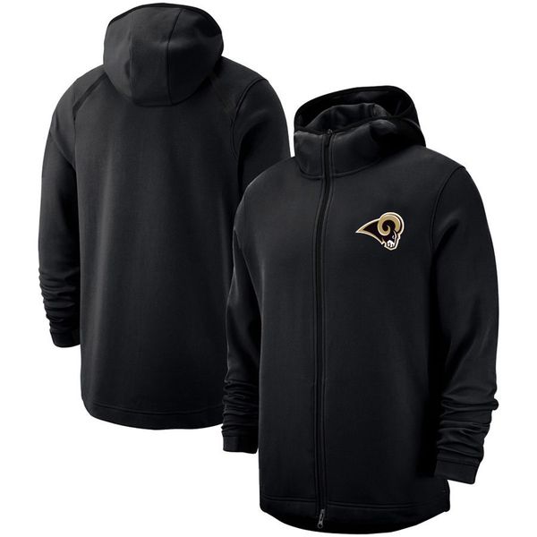 

2019 los angeles rams men style show time therma flex performance full-zip nfl hoodie-black dark bule, Blue;black