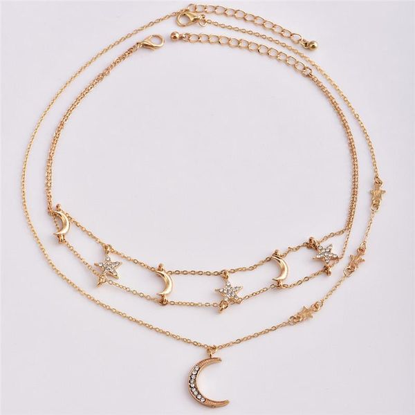 fashion-star moon chain choker necklace fashion jewelry elegant 2 layered chains rhinestones moon pendant necklace for women, Silver
fashion-star moon chain choker necklace fashion jewelry elegant 2 layered chains rhinestones moon pendant necklace for women, Silver