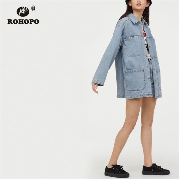 rohopo sky blue straight denim trench coat four big pockets ladies chic cargo loose jeans cotton out coat #9275, Tan;black
rohopo sky blue straight denim trench coat four big pockets ladies chic cargo loose jeans cotton out coat #9275, Tan;black
