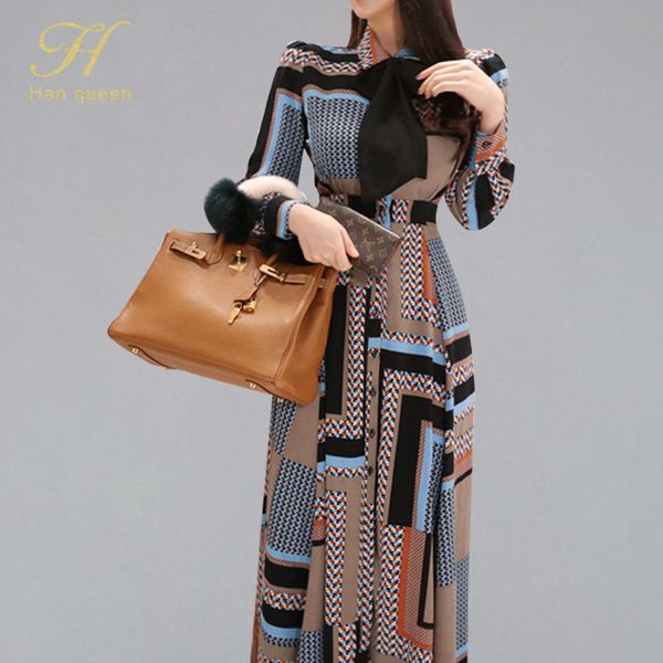 h han queen vintage print elegant long dress women 2019 spring single-breasted shirt dresses waist swing ankle-length vestidos, Black;gray
h han queen vintage print elegant long dress women 2019 spring single-breasted shirt dresses waist swing ankle-length vestidos, Black;gray