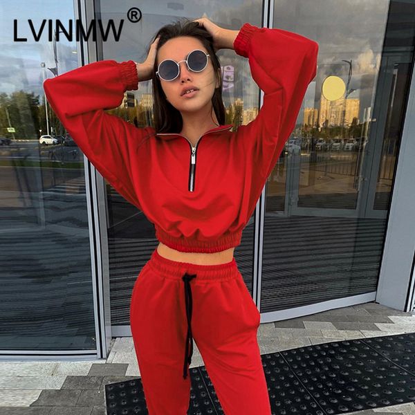 lvinmw 2 pieces tracksuit set winter women long sleeve zipper sweatshirts pullover and drawstring trousers fashion streetwear, White
lvinmw 2 pieces tracksuit set winter women long sleeve zipper sweatshirts pullover and drawstring trousers fashion streetwear, White