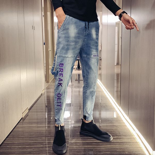 2019 четыре сезона новые джинсы мужские тонкие девять брюки брюки шаровары мода повседневная парень джинсовые брюки, Blue
2019 четыре сезона новые джинсы мужские тонкие девять брюки брюки шаровары мода повседневная парень джинсовые брюки, Blue