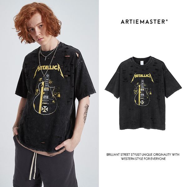 men's wear 2020 spring and summer street trend brand retro cut band dark high street printing short sleeve t-shirt, White;black
men's wear 2020 spring and summer street trend brand retro cut band dark high street printing short sleeve t-shirt, White;black