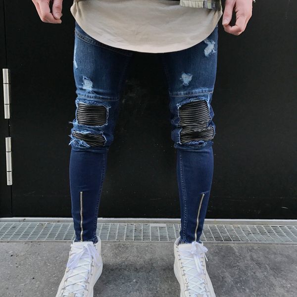 new 2019 men blue jeans skinny-fit fashion jeans
