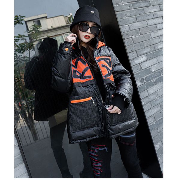 women winter fashion splice loose casual hooded thick warm parka cotton padded jacket female streetwear hip hop outerwear m18, Black
women winter fashion splice loose casual hooded thick warm parka cotton padded jacket female streetwear hip hop outerwear m18, Black