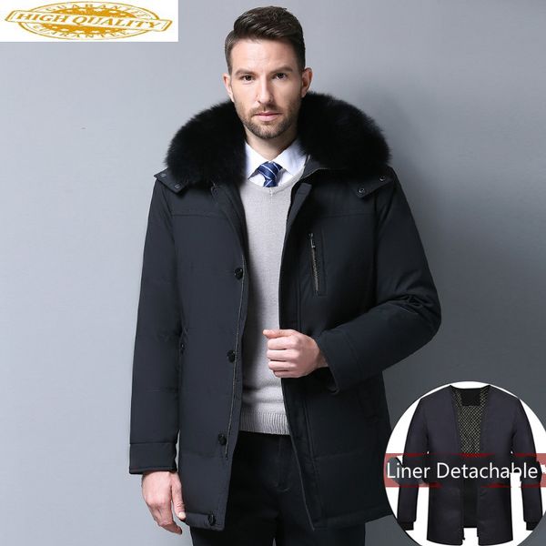 winter coat men's down jacket plus size long down coat with real fur hood middle-aged detachable liner parka kj659, Black
winter coat men's down jacket plus size long down coat with real fur hood middle-aged detachable liner parka kj659, Black