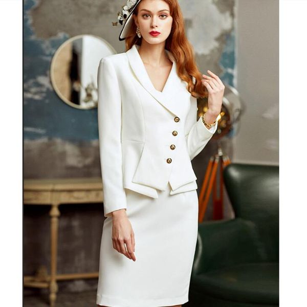 women dress suit elegant office lady single breasted blazer slim bodycon luxury business formal work 2 piece uniform 2019, White;black
women dress suit elegant office lady single breasted blazer slim bodycon luxury business formal work 2 piece uniform 2019, White;black