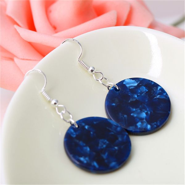 fashion new earrings earrings temperament female love round opal ear jewelry, Silver