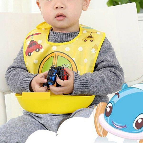 Waterproof Silicone Baby Bib Washable Roll Up Crumb Catcher Feeding AU