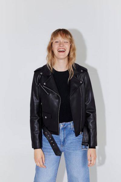 women leather coat basic regular punk rock dark metal zipper jacket band costumes runway show, Black
women leather coat basic regular punk rock dark metal zipper jacket band costumes runway show, Black