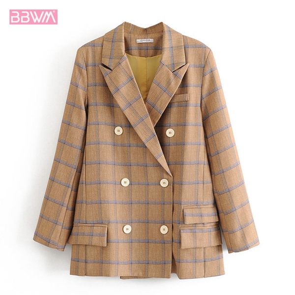 vintage chic long plaid long sleeve lapel female jacket 2019 new autumn loose wild casual women's jacket british double breasted, Black;brown
vintage chic long plaid long sleeve lapel female jacket 2019 new autumn loose wild casual women's jacket british double breasted, Black;brown