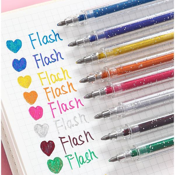 8/12 Flash Color Glitter Art Marker Pens Ball Point 1.0mm Drawing Highlighter Liner Pens For Journal Lettering Calligraphy F077