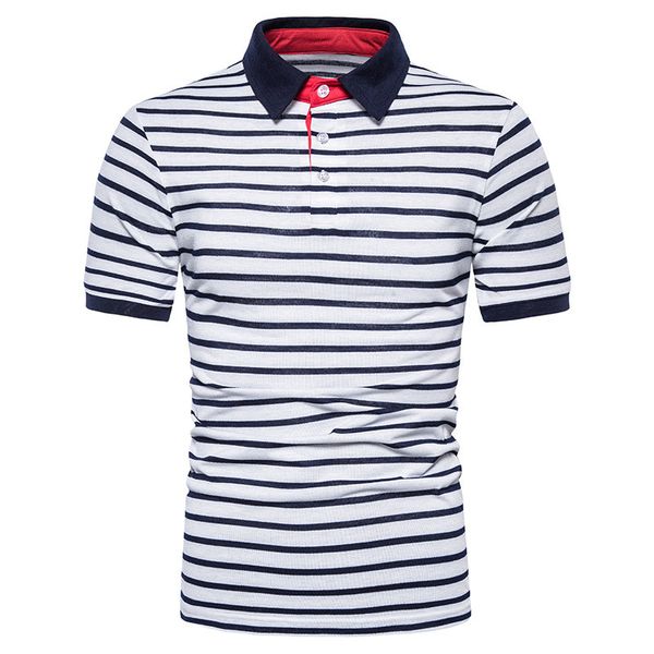 striped printed mens polo shirts summer casual short sleeved slim lapel neck male tees, White;black
striped printed mens polo shirts summer casual short sleeved slim lapel neck male tees, White;black