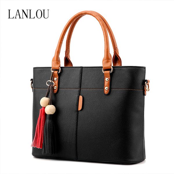 

lanlou women bags for women 2019 pu leather shoulder bag double tassel casual crossbody flap bags female messenger bag handbags