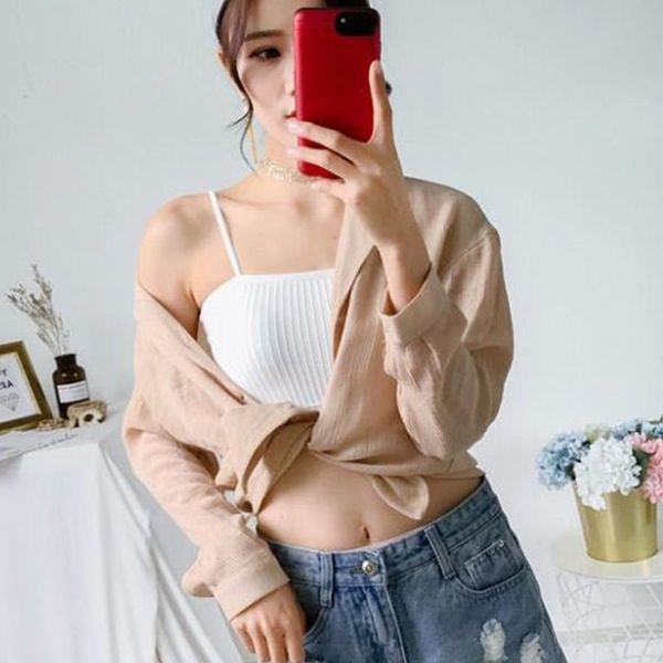 fashion women spaghetti strap tank crop bra sleeveless ribbed slim fit female summer outfits gm, White
fashion women spaghetti strap tank crop bra sleeveless ribbed slim fit female summer outfits gm, White