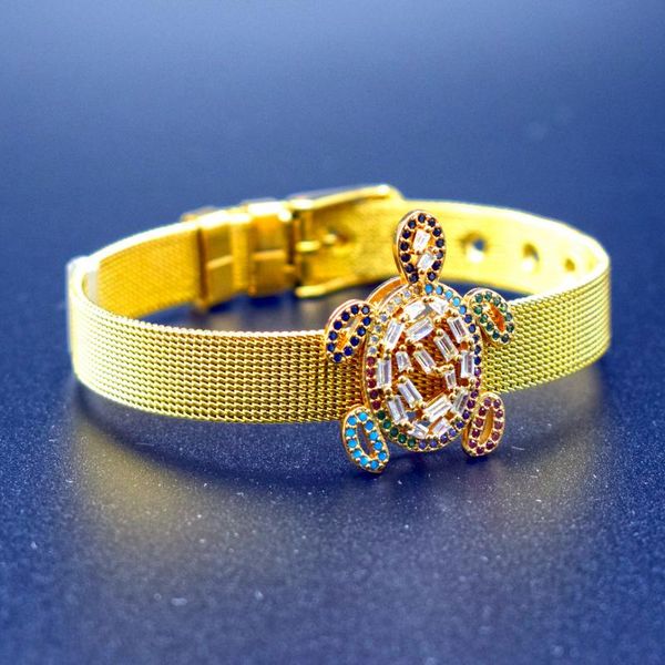 stainless steel mesh band rainbow cubic zirconia large sea turtle charm bracelets bangles for women fashion animal jewelry gift, Black
stainless steel mesh band rainbow cubic zirconia large sea turtle charm bracelets bangles for women fashion animal jewelry gift, Black