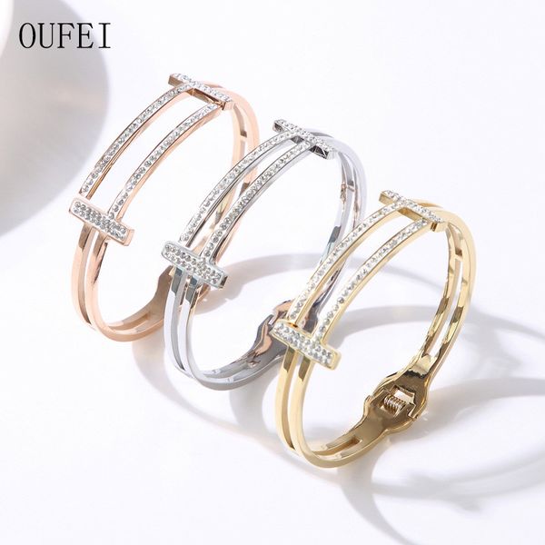 oufei stainless steel bracelet bangle for women irregular crystal bracelet korean double t double row simple bangle, Black
oufei stainless steel bracelet bangle for women irregular crystal bracelet korean double t double row simple bangle, Black