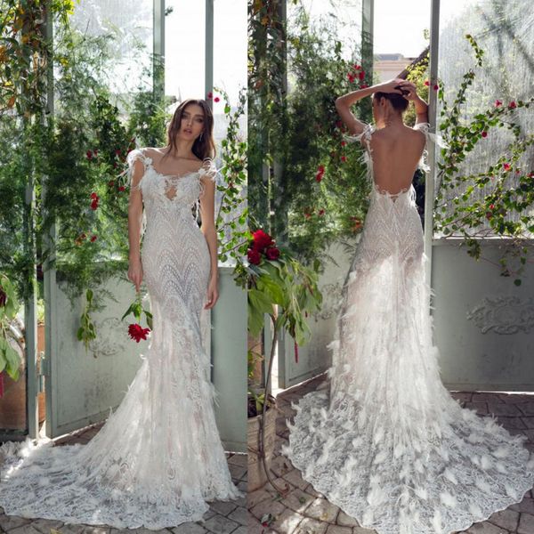 matan shaked 2019 wedding dresses lace 3d-floral appliques feather mermaid bridal gowns off shoulder open back beach robe de mariée, White
matan shaked 2019 wedding dresses lace 3d-floral appliques feather mermaid bridal gowns off shoulder open back beach robe de mariée, White