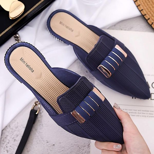 women ladies outdoor pointed toe slippers casual metal decoration street beach walk shoes square heel slippers sapatos femininos, Black
women ladies outdoor pointed toe slippers casual metal decoration street beach walk shoes square heel slippers sapatos femininos, Black