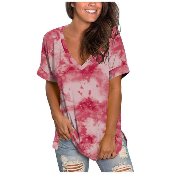 women's t-shirt jaycosin fashion plus size loose gradient color v-neck women summer short sleeve streetwear tee 519, White
women's t-shirt jaycosin fashion plus size loose gradient color v-neck women summer short sleeve streetwear tee 519, White