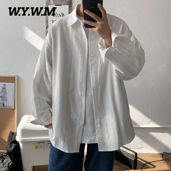 wywm spring 2020 striped washed cotton loose long sleeve shirt fashion men casual shirts korean blouse small fresh button, White;black
wywm spring 2020 striped washed cotton loose long sleeve shirt fashion men casual shirts korean blouse small fresh button, White;black