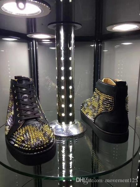 fashion sneakers shoes women,men genuine leather high red bottom shoes spikes casual walking shoes ,2017 men leisure trainer party, Black
fashion sneakers shoes women,men genuine leather high red bottom shoes spikes casual walking shoes ,2017 men leisure trainer party, Black