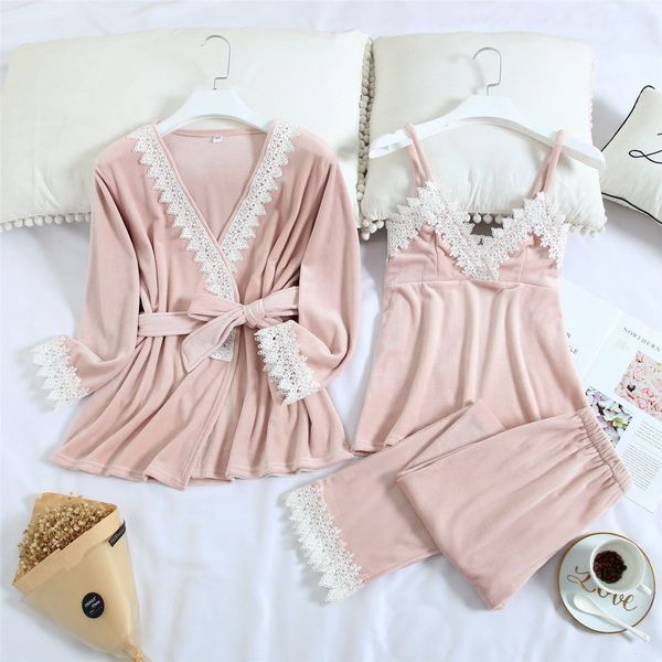 velvet women winter pajama set female autumn pyjama set sleepwear robe sling pants 3 piece homewear clothes pijama lingerie, Black;red
velvet women winter pajama set female autumn pyjama set sleepwear robe sling pants 3 piece homewear clothes pijama lingerie, Black;red