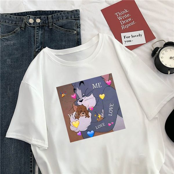 harajuku cute new fashion loose cartoon cat mouse jerry print short sleeve o-neck new women's large size t-shirt, White
harajuku cute new fashion loose cartoon cat mouse jerry print short sleeve o-neck new women's large size t-shirt, White