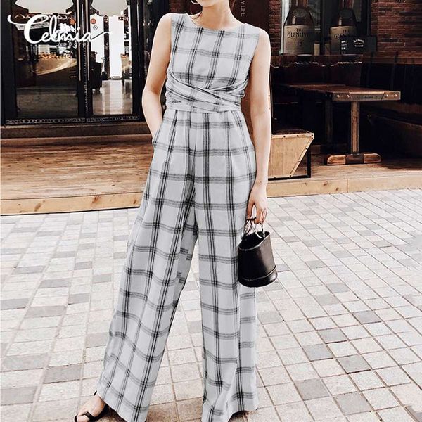 s-5xl women rompers celmia plaid print sleeveless jumpsuits belted zipper rompers o-neck casual playsuits wide leg overalls, Black;white
s-5xl women rompers celmia plaid print sleeveless jumpsuits belted zipper rompers o-neck casual playsuits wide leg overalls, Black;white