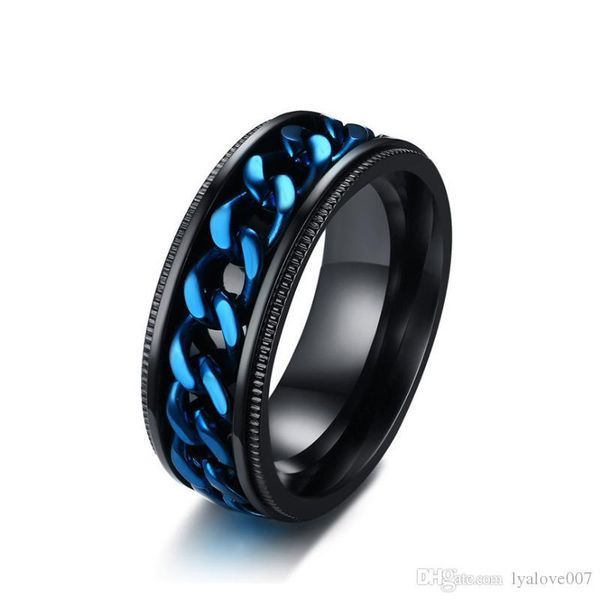 can turn chain ring fashion 8mm black and blue rings for men jewelry couples cubic zirconia wedding rings bague femme, Slivery;golden
can turn chain ring fashion 8mm black and blue rings for men jewelry couples cubic zirconia wedding rings bague femme, Slivery;golden