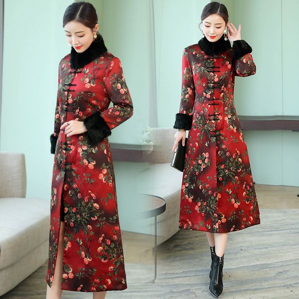 winter 2019 new style women red cheongsam dress overcoat mid-length chinese-style long sleeve winter style thick, Blue;black
winter 2019 new style women red cheongsam dress overcoat mid-length chinese-style long sleeve winter style thick, Blue;black