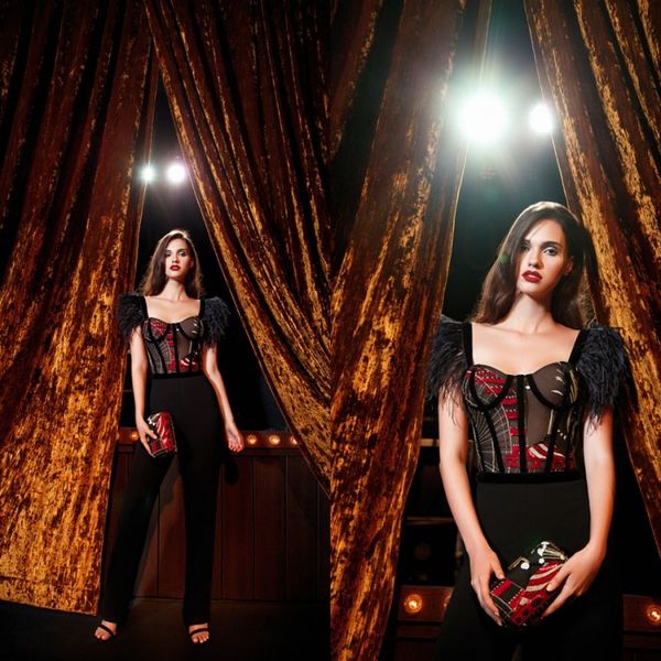 2019 black prom jumpsuits square neck feathers sleeveless appliqued evening dress party wear special occasion gowns
2019 black prom jumpsuits square neck feathers sleeveless appliqued evening dress party wear special occasion gowns