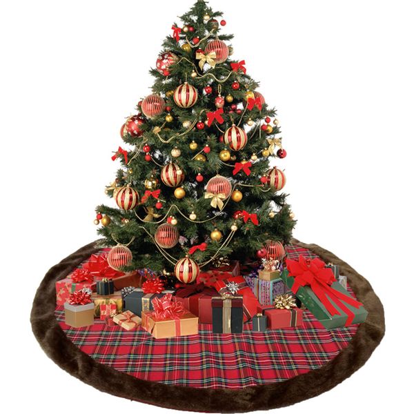 1 pc christmas tree skirt without other accessories 42 inch plaid cloth+plush a great decoration for christmas tree
1 pc christmas tree skirt without other accessories 42 inch plaid cloth+plush a great decoration for christmas tree