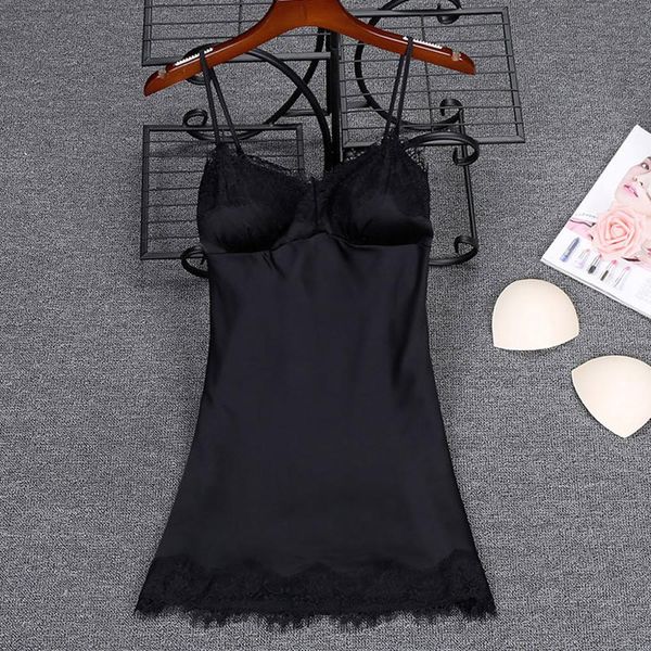 women lace satin sleepdress solid sling sleeveless nightwear fashion sleepwear camisa noite mulher 2019 new y, Black;red
women lace satin sleepdress solid sling sleeveless nightwear fashion sleepwear camisa noite mulher 2019 new y, Black;red