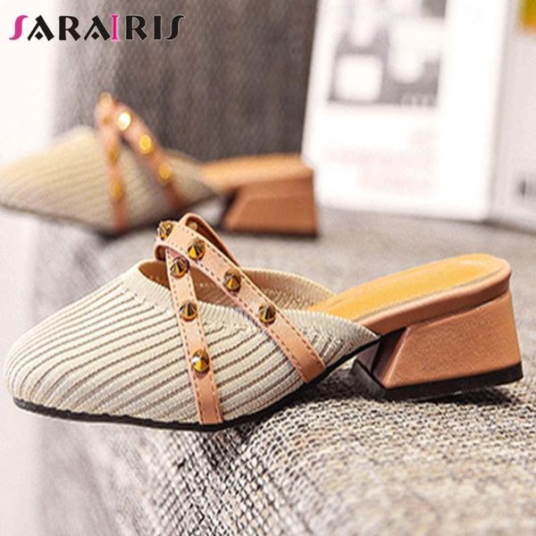 sarairis female summer breathable casual shoes woman elegant med heels mules women rivet decorating mules, Black
sarairis female summer breathable casual shoes woman elegant med heels mules women rivet decorating mules, Black