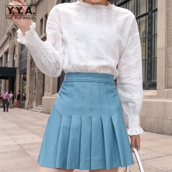 skirts women casual punk a-line pleated black high waist summer fashion female sweet blue zipper genuine leather short skirt
skirts women casual punk a-line pleated black high waist summer fashion female sweet blue zipper genuine leather short skirt