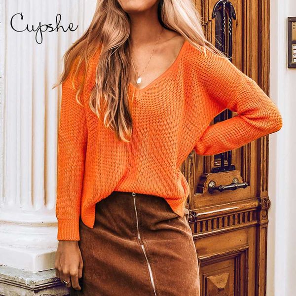 cupshe orange / white loose v-neck sweater women casual loose knitted pullover 2019 autumn winter fashion female sweaters, White;black
cupshe orange / white loose v-neck sweater women casual loose knitted pullover 2019 autumn winter fashion female sweaters, White;black