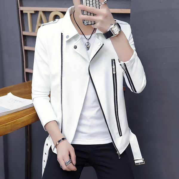 men's fur & faux 2021 autumn diagonal zipper leather jacket youth short slim lapel shoulder badge multi, Black
men's fur & faux 2021 autumn diagonal zipper leather jacket youth short slim lapel shoulder badge multi, Black
