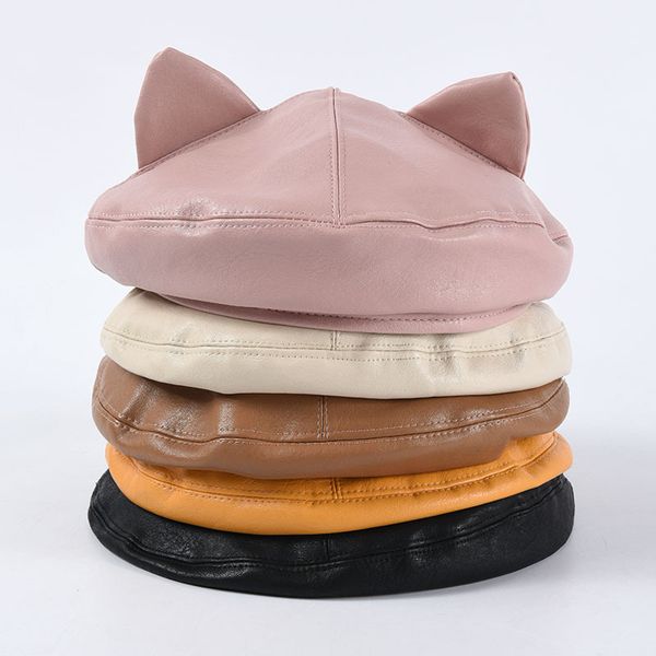 2020 new fashion ear beret pu leather women berets solid pink cute french hat kawaii cat hats streetwear cap 5 colors wholesale, Blue;gray
2020 new fashion ear beret pu leather women berets solid pink cute french hat kawaii cat hats streetwear cap 5 colors wholesale, Blue;gray