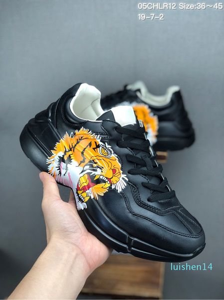 2019 rhyton leather sneaker mens designer shoes with strawberry wave mouth tiger print vintage trainer women designer shoes l14, Black
2019 rhyton leather sneaker mens designer shoes with strawberry wave mouth tiger print vintage trainer women designer shoes l14, Black