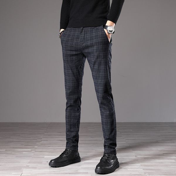 men's pants brand long spring autumn pencil casual trousers hombre wear business male slim plaid fashion, Black
men's pants brand long spring autumn pencil casual trousers hombre wear business male slim plaid fashion, Black