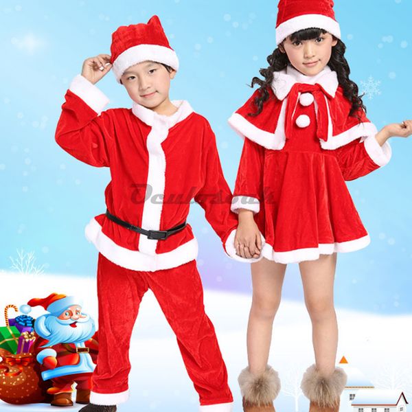 new children christmas costumes festival stage performance boys girls santa claus cosplay party costumes suit, White 
new children christmas costumes festival stage performance boys girls santa claus cosplay party costumes suit, White