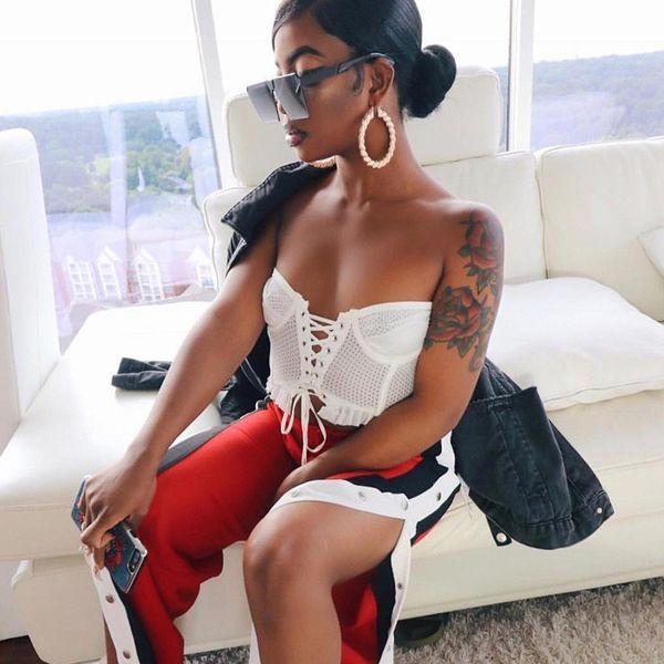 off shoulder slash neck v neck women vest strapless lace up women tank fashion street holiday, White;black
off shoulder slash neck v neck women vest strapless lace up women tank fashion street holiday, White;black
